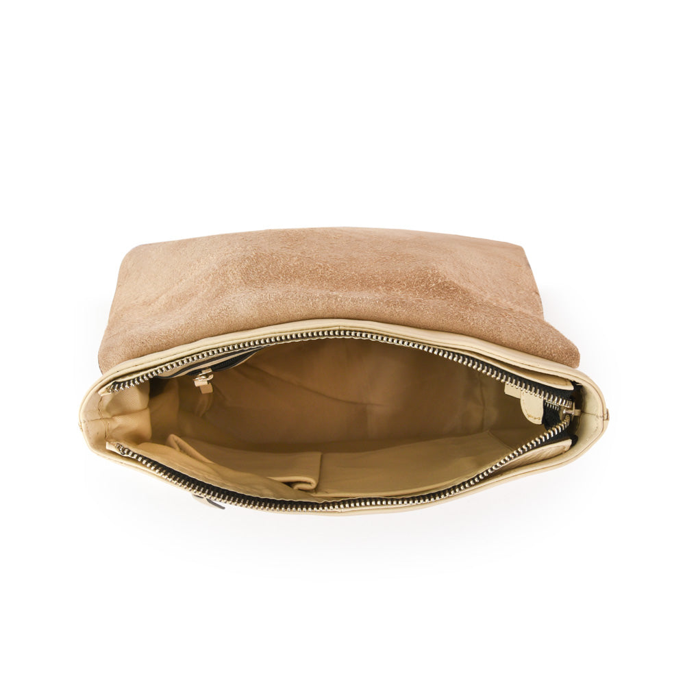 Mochila parana cuero con tapa mediana blanco crudo