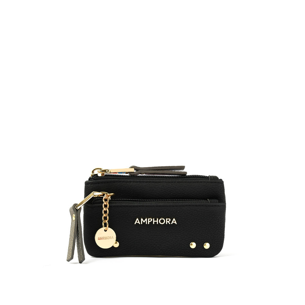 Monedero con bolsillo frontal catriel negro – Amphora Chile