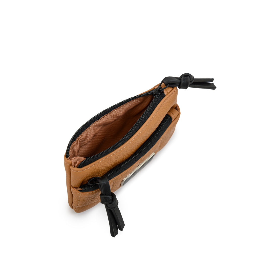 Monedero doble cierre lambert pequeña camel