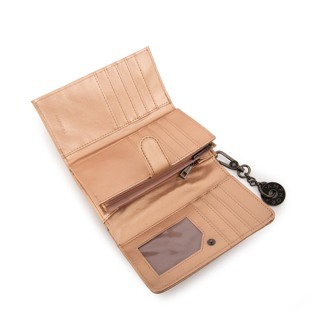 Billetera pequeña vania rosa metalico