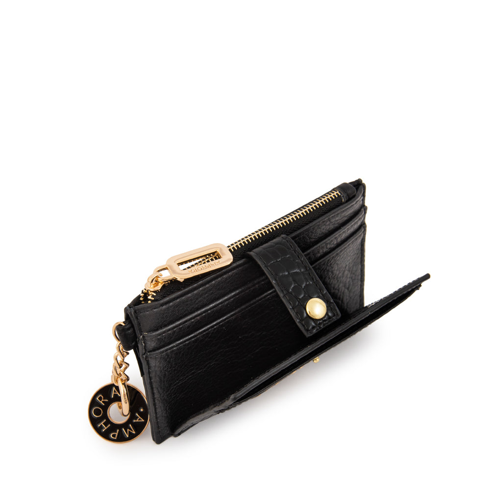 Tarjetero con bolsillo frontal pequeña genova negro