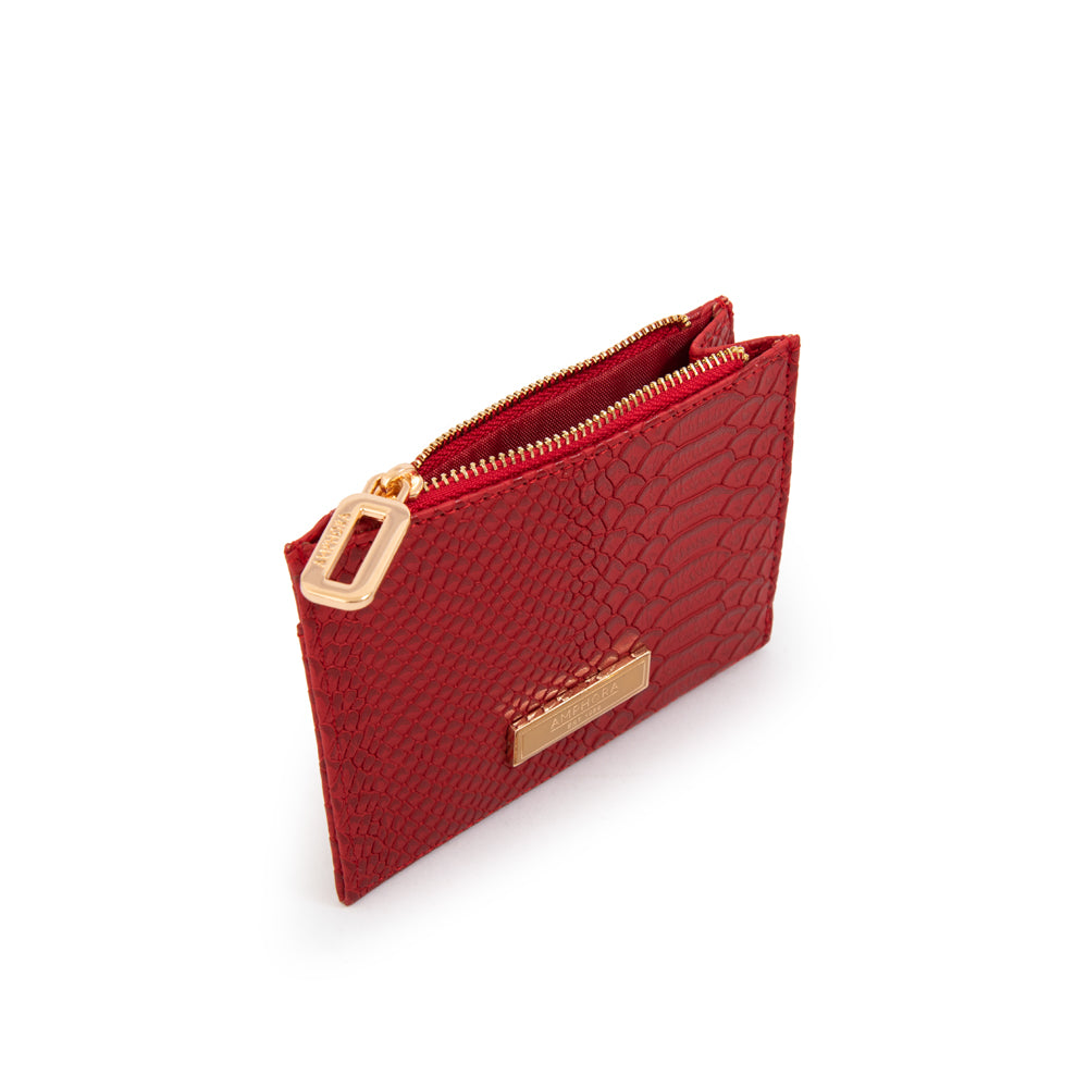 Tarjetero con ventana luisa pequeña rojo