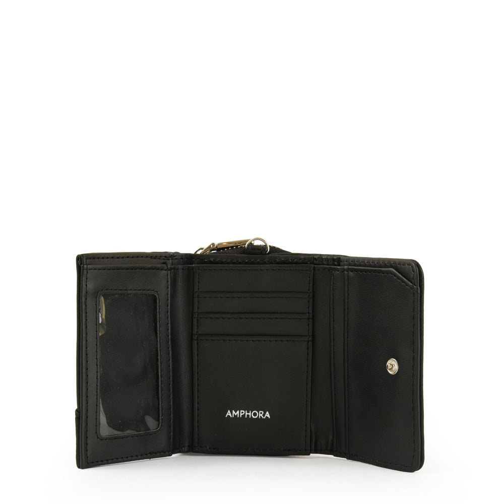 amphora noix billetera cierre exterior pequeña negro