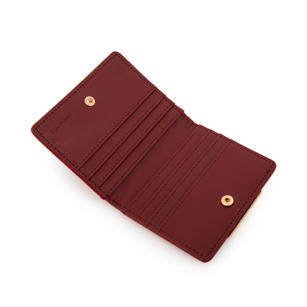 Tarjetero pequeña naty rojo oscuro