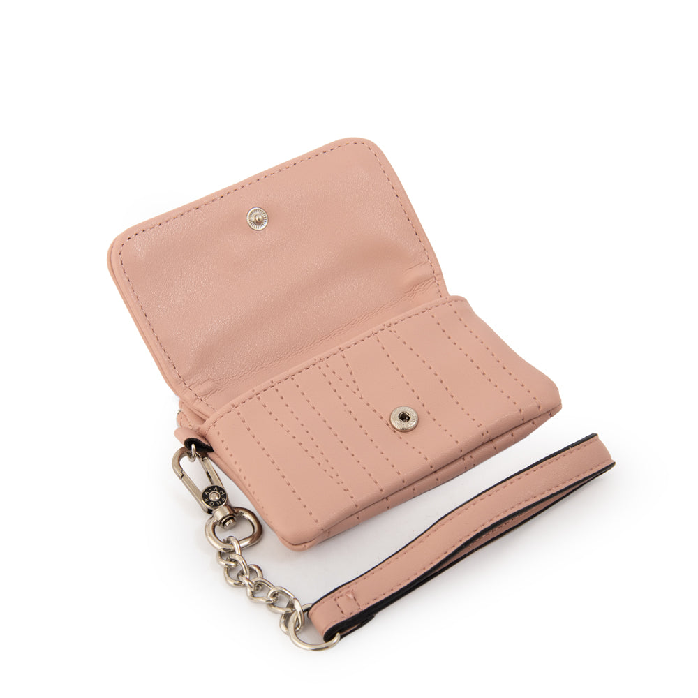 Monedero con bolsillo frontal pequeña guinea rosado claro