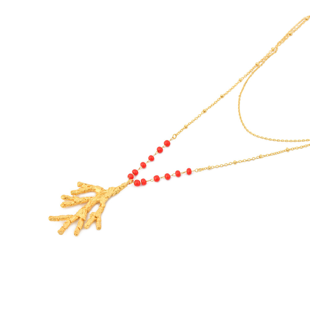 Collar coral dorado claro