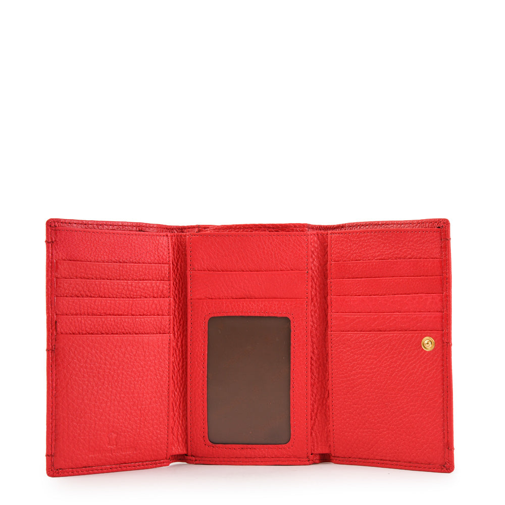 Billetera new eyelet cuero cierre exterior mediana coral
