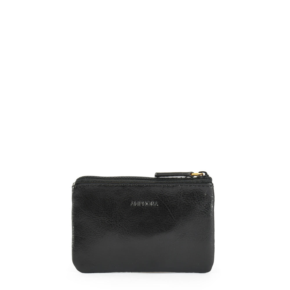 Monedero new stripes cuero rectangular pequeña negro