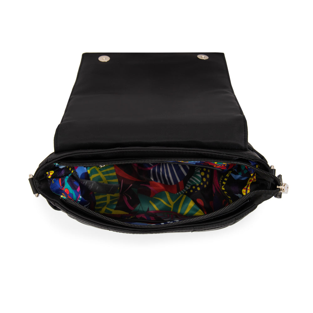 Cartera Bandolera con tapa mediana belina negro