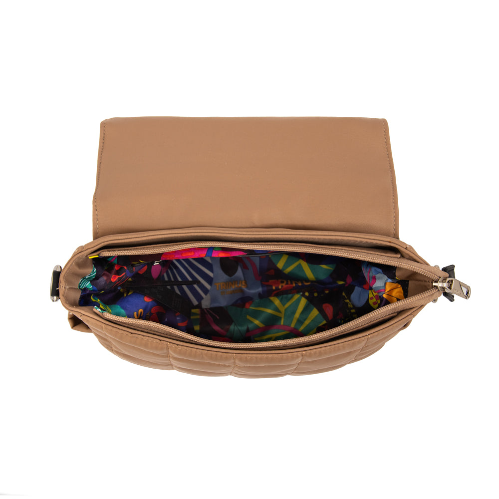 Cartera Bandolera con tapa mediana belina beige oscuro
