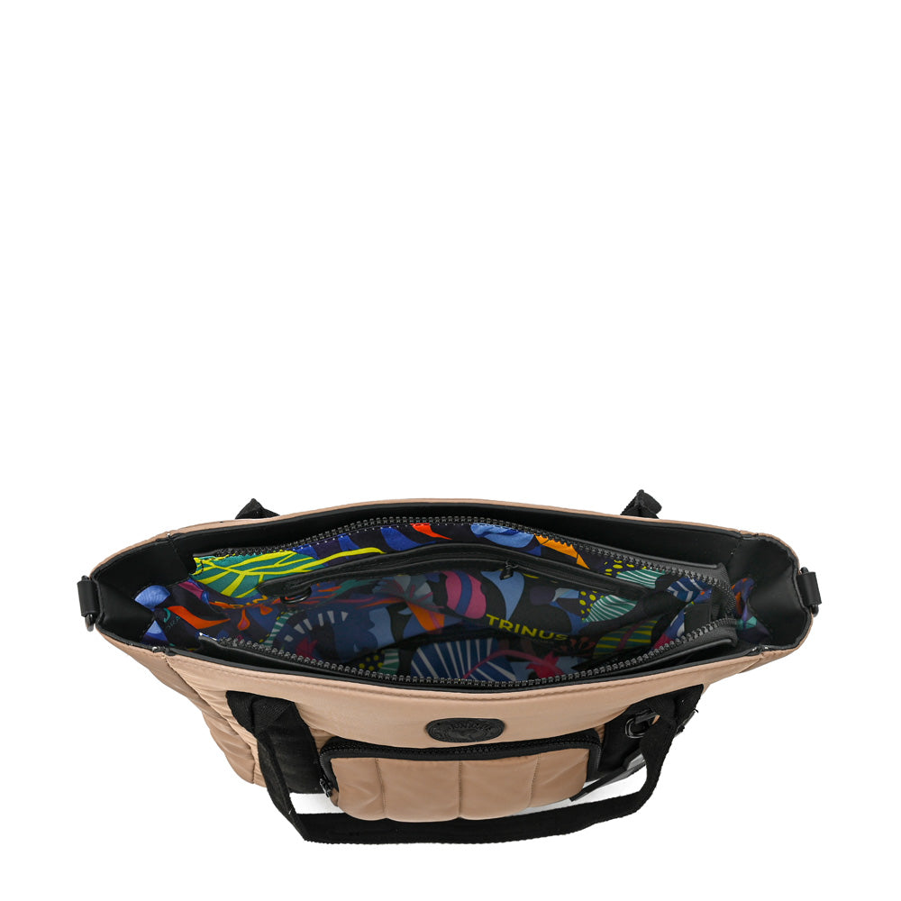 Cartera tote tres divisiones mediana florence beige