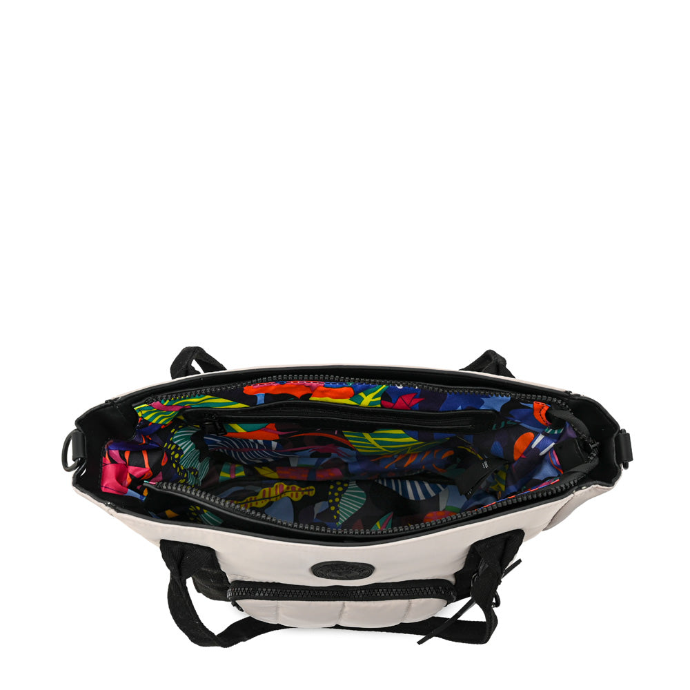 Cartera tote tres divisiones mediana florence gris claro