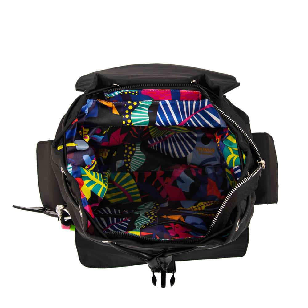 Mochila con tapa melania mediana negro