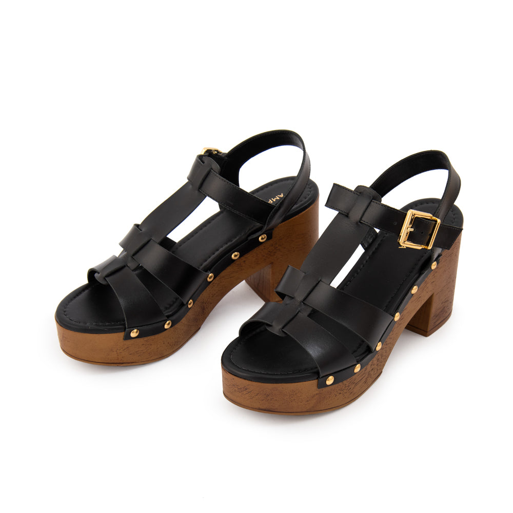 Sandalia capri cuero negro