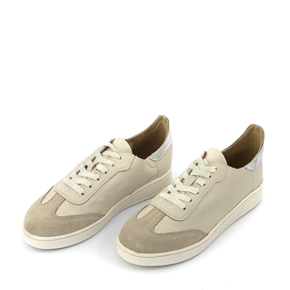 Zapatilla cote cuero blanco crudo