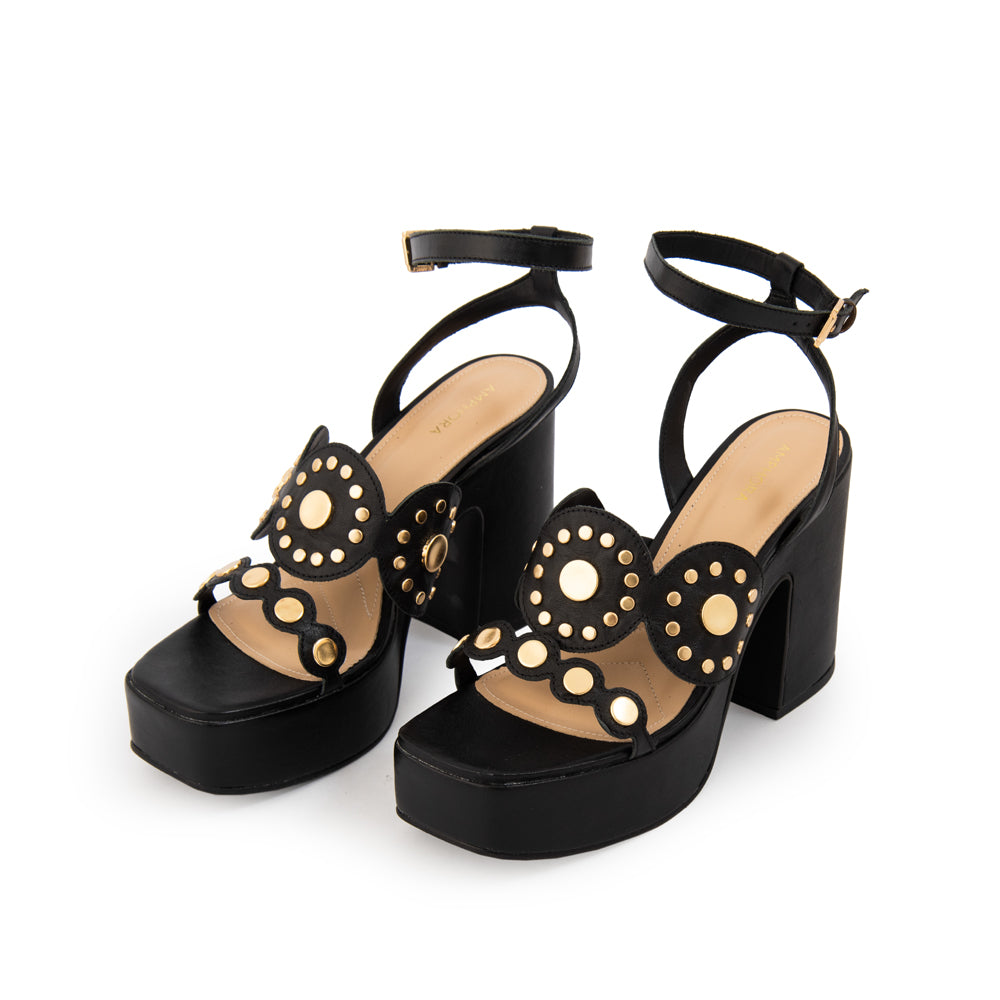 Sandalia jenifer cuero negro