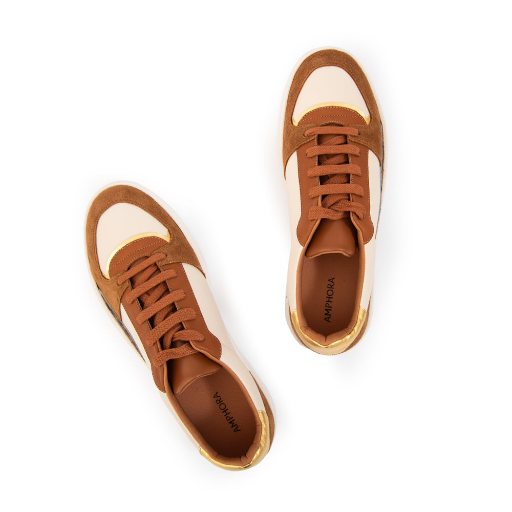 Zapatilla kristen cuero camel