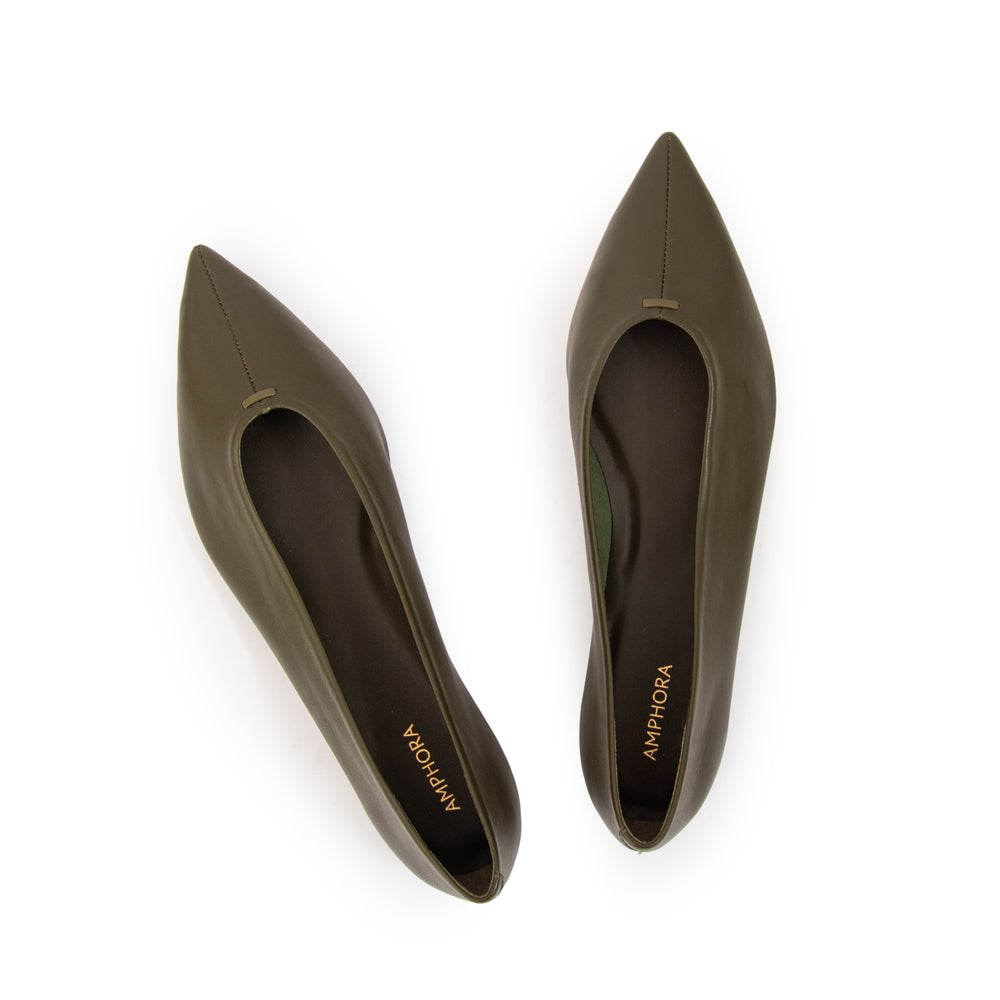 Ballerina lauren cuero verde oliva