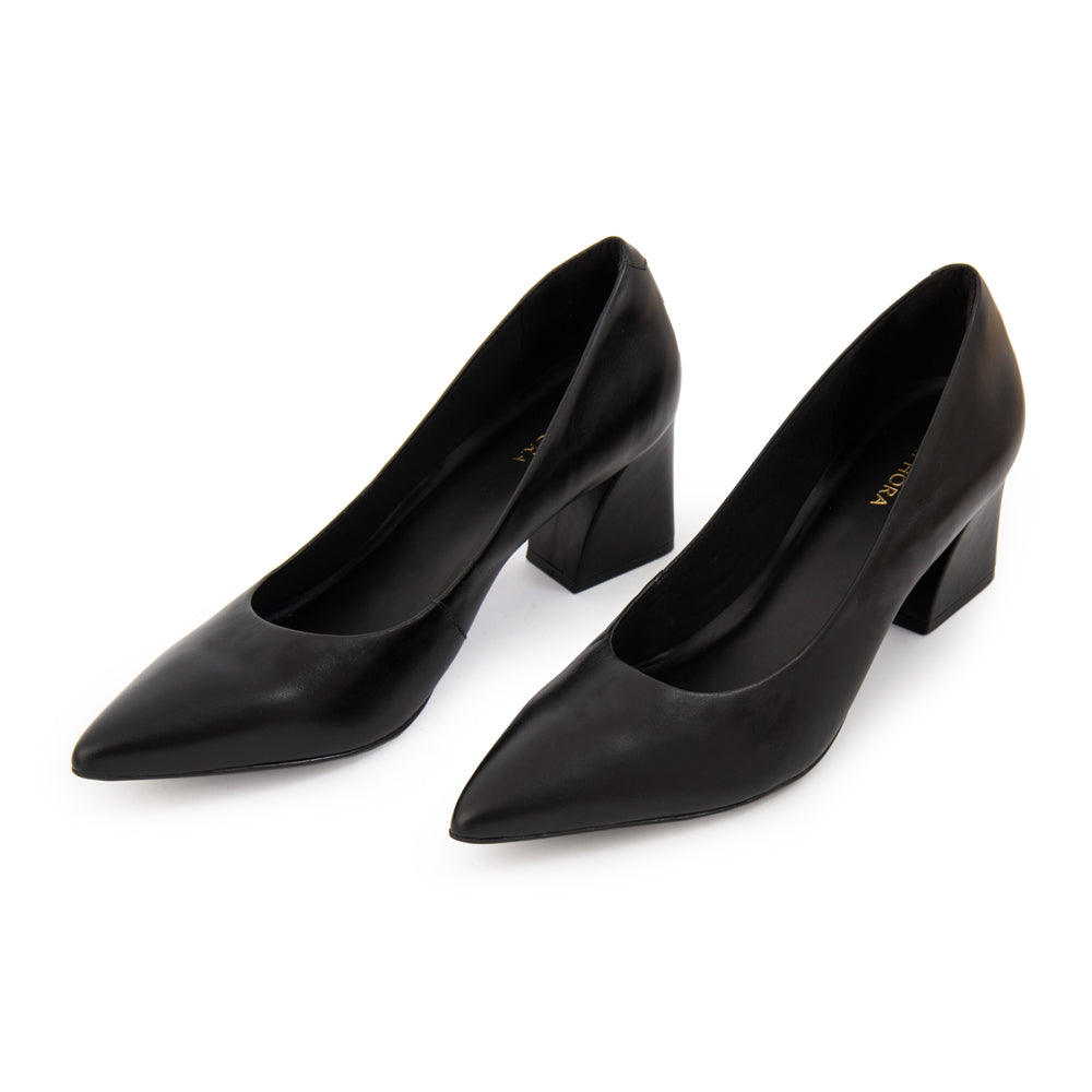 Zapato Taco tipo reina luna cuero negro