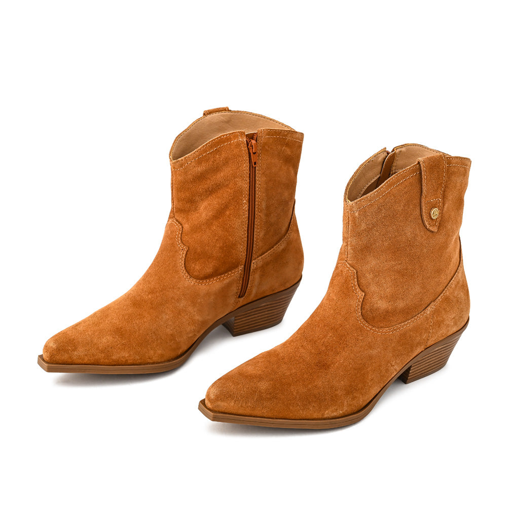 Botin Taco nara cuero beige oscuro