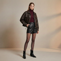 Retro bomber jacket viviana café oscuro