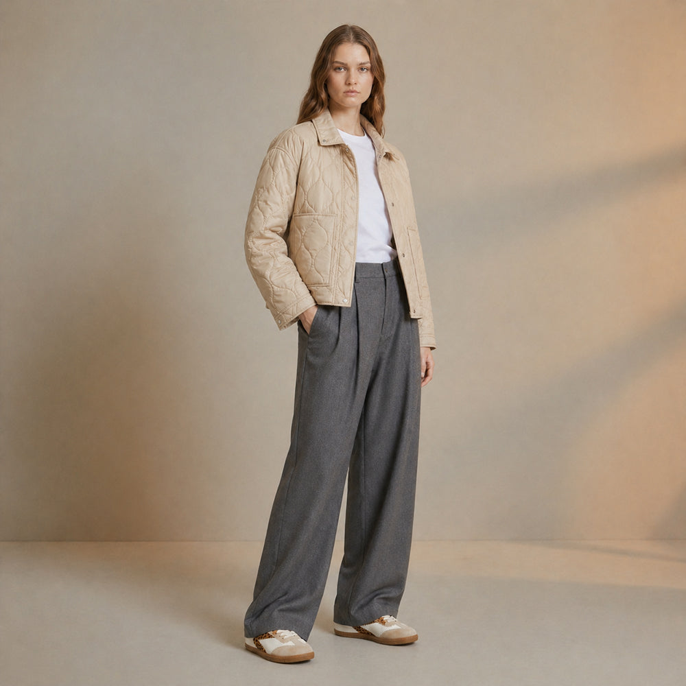 Jacket puffy soft bruselas beige oscuro