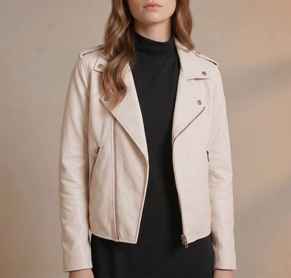Biker jacket nancy blanco crudo