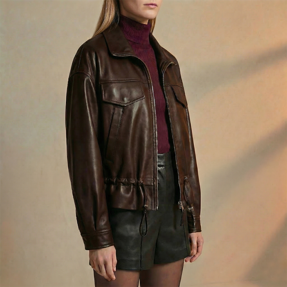 Retro bomber jacket viviana café oscuro