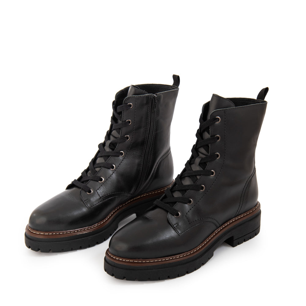 Botin Taco kim cuero negro