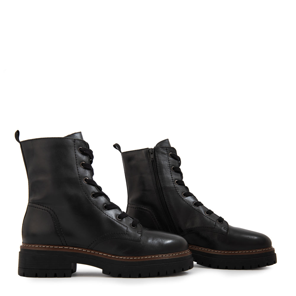 Botin Taco kim cuero negro