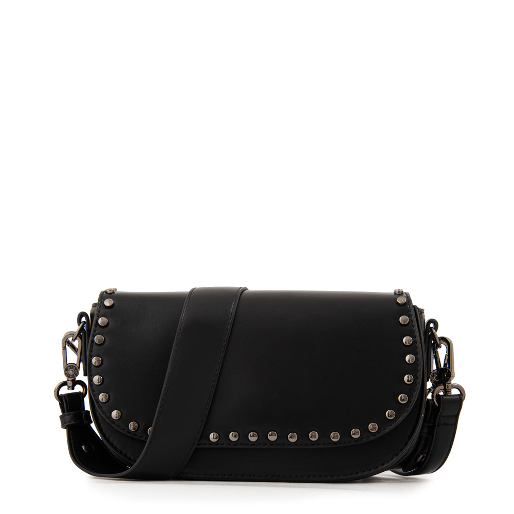 Cartera bandolera con tapa nicola pequeña negro