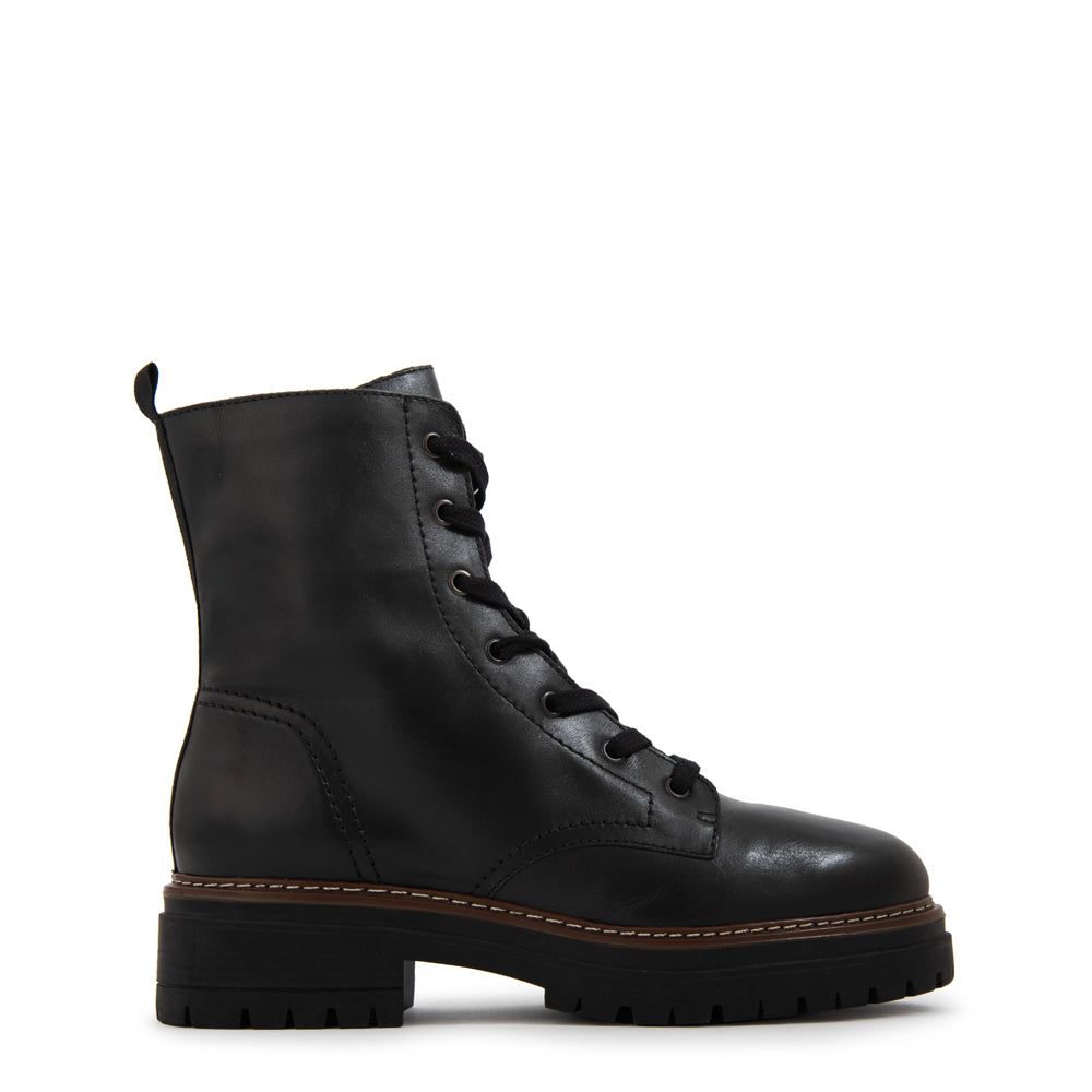 Botin Taco kim cuero negro