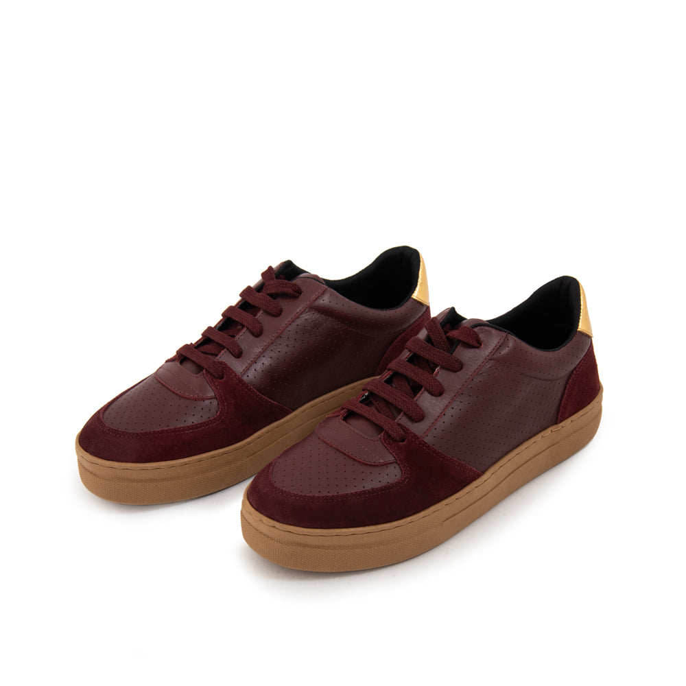 Zapatilla ester cuero burdeo