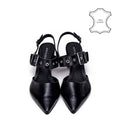 Zapato taco diana cuero negro