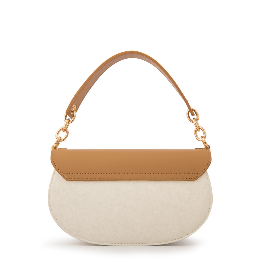 Cartera bandolera con tapa clary pequeña blanco crudo