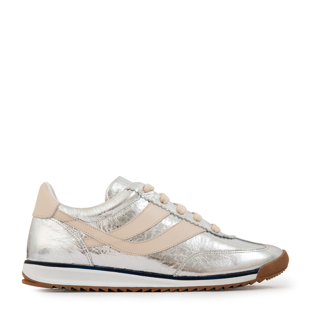 Zapatilla neve cuero plateado