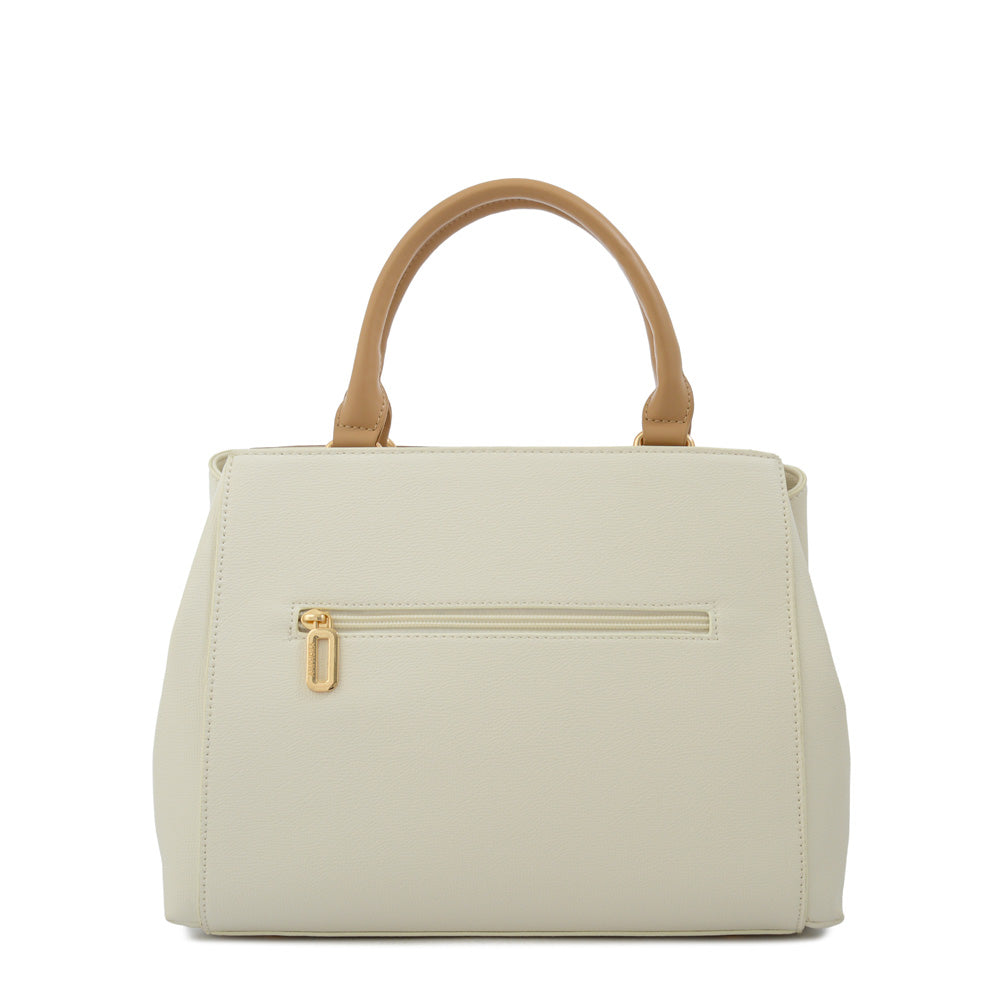 Cartera tote con tapa clary mediana blanco crudo