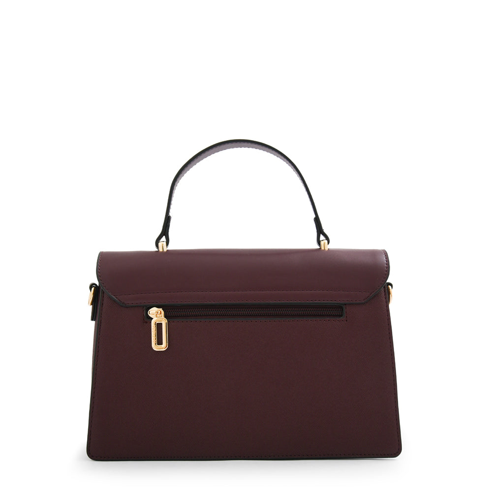 Cartera tote con tapa suecia mediana burdeo
