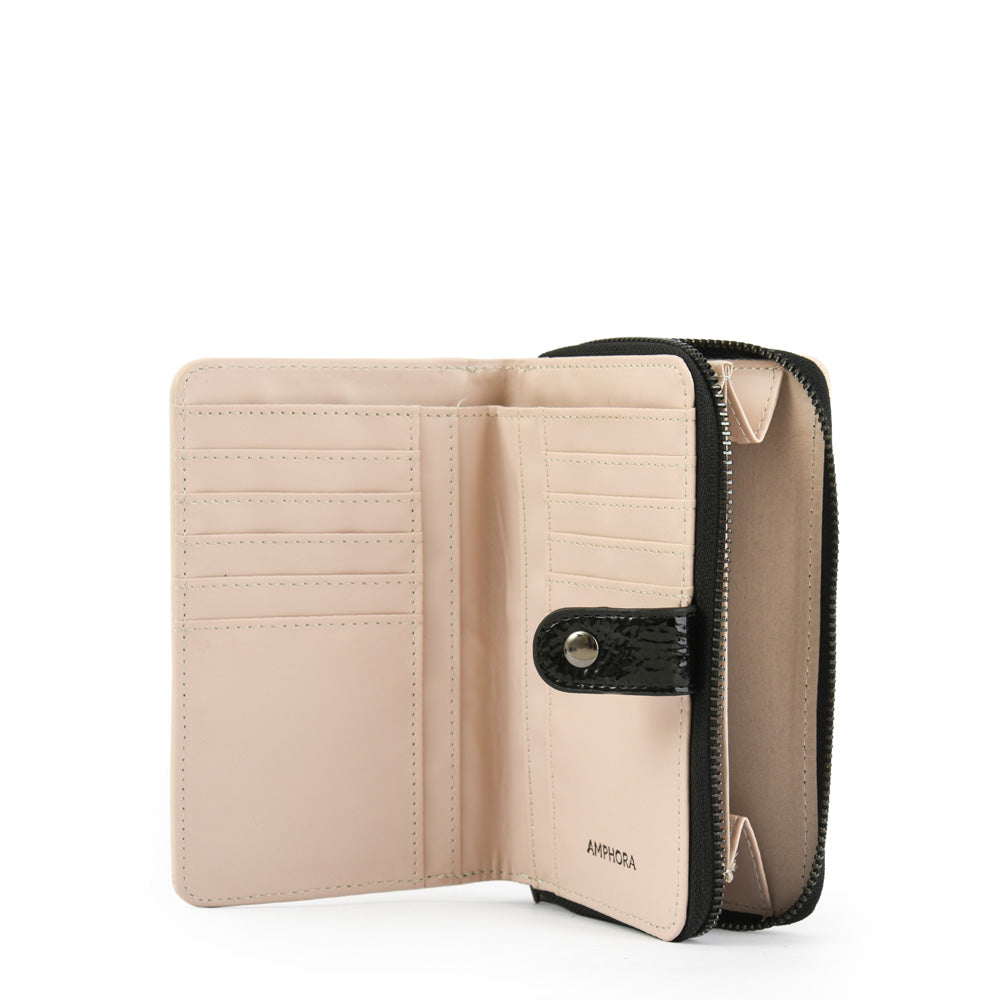Billetera cierre exterior myrtille pequeña beige
