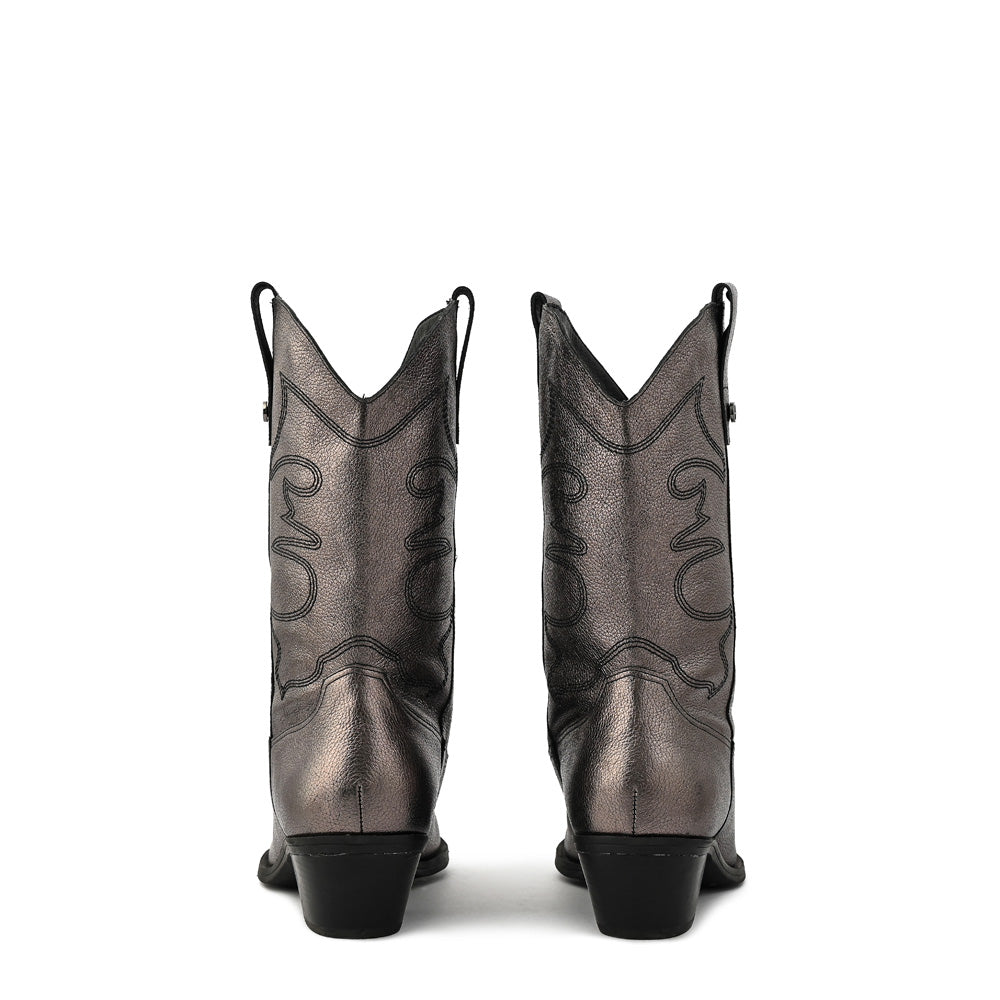 Bota marcella cuero plateado oscuro