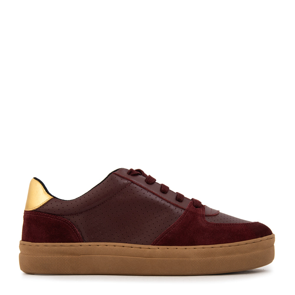 Zapatilla ester cuero burdeo