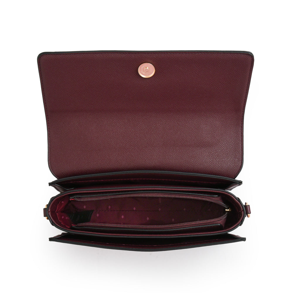 Cartera tote con tapa suecia mediana burdeo