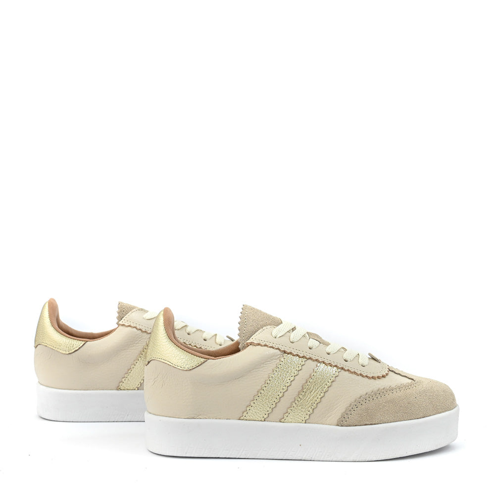 Zapatilla paty cuero beige