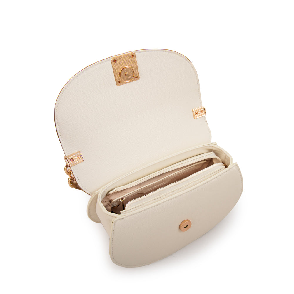 Cartera bandolera con tapa clary pequeña blanco crudo