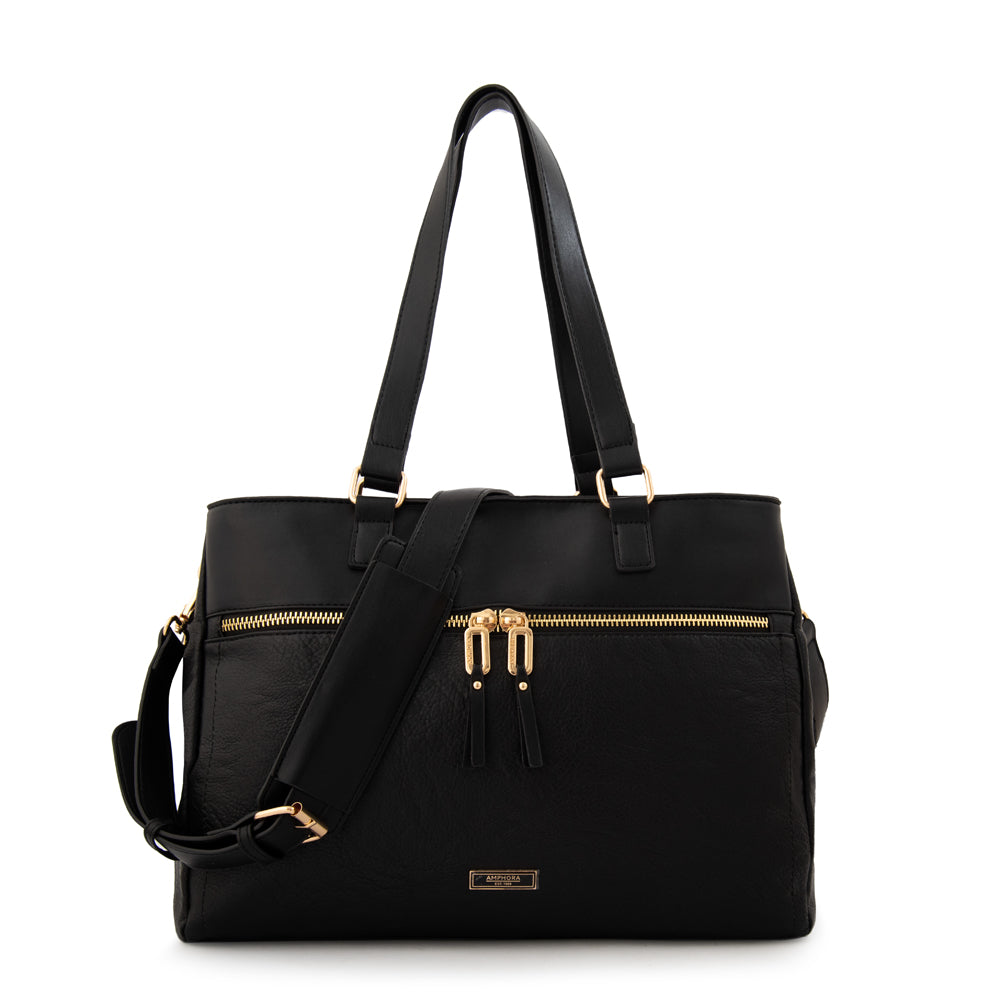 Cartera tote porta notebook benin grande negro
