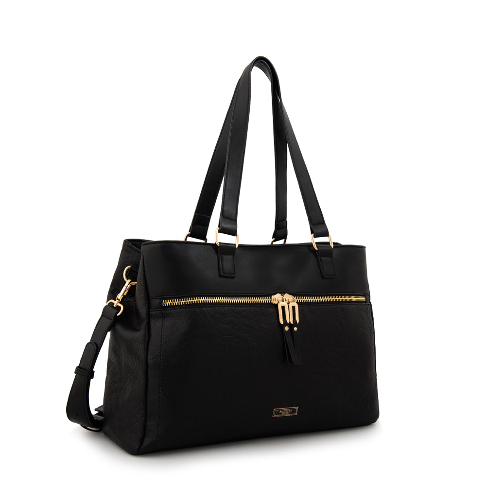 Cartera tote porta notebook benin grande negro
