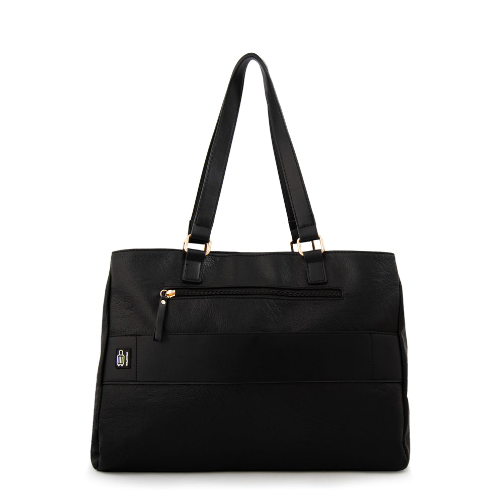 Cartera tote porta notebook grande benin negro
