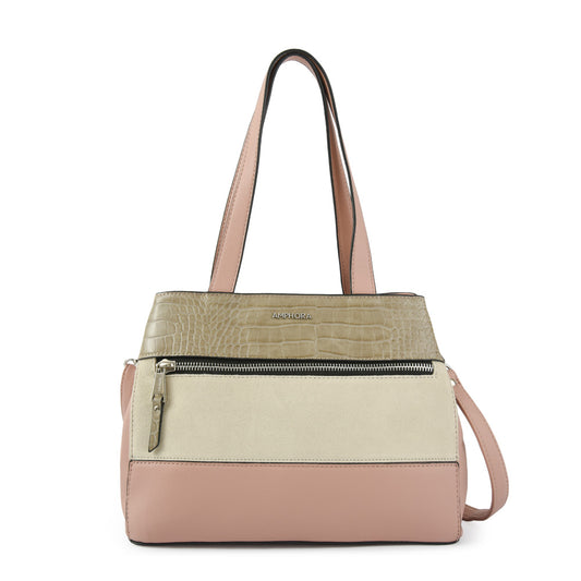 amphora bursa cartera dos asas tres divisiones mediana rosa viejo