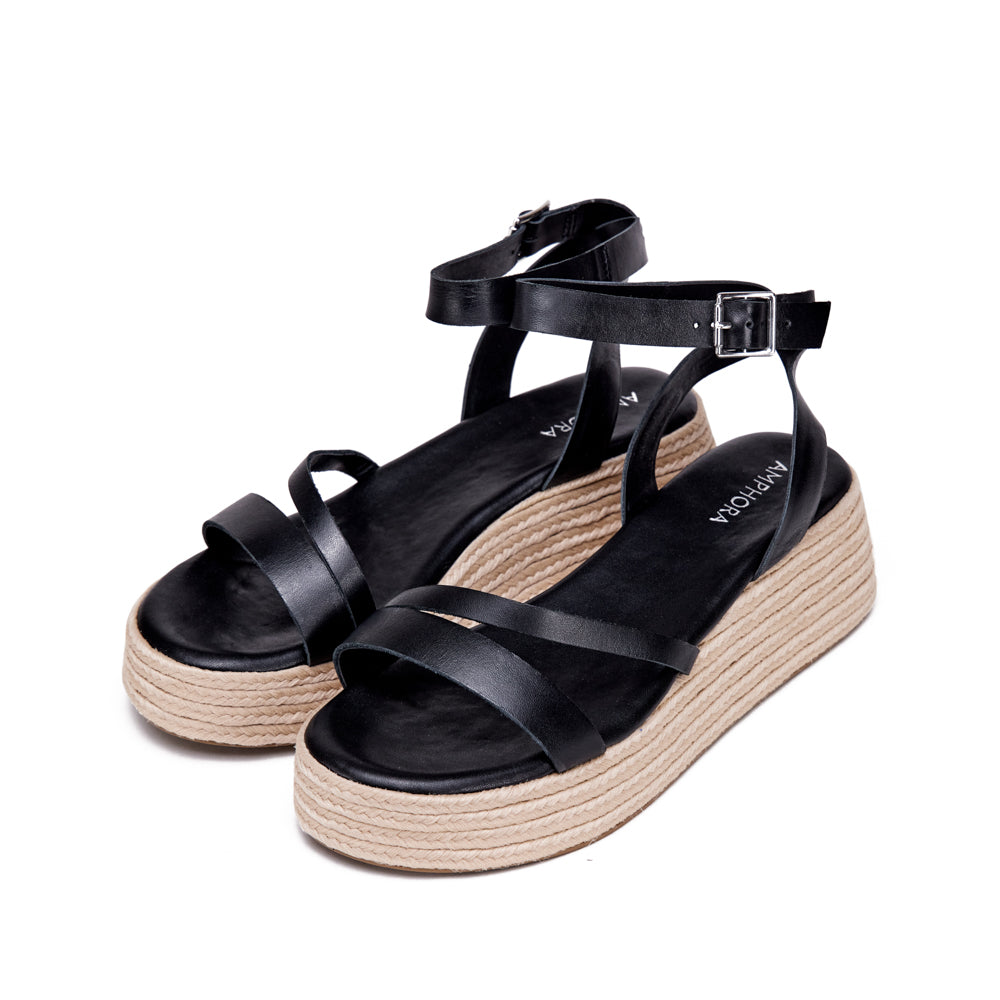 Sandalia carolina cuero negro