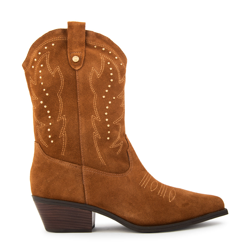 Bota vaquera cuero catalina camel